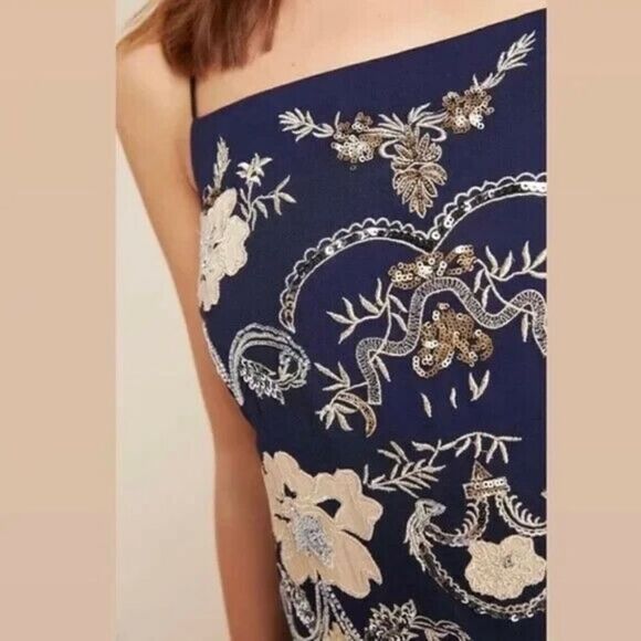 Anthropologie | Allaire Embroidered Slip Dress | Size: XS | Color: Navy - Picture 3 of 5